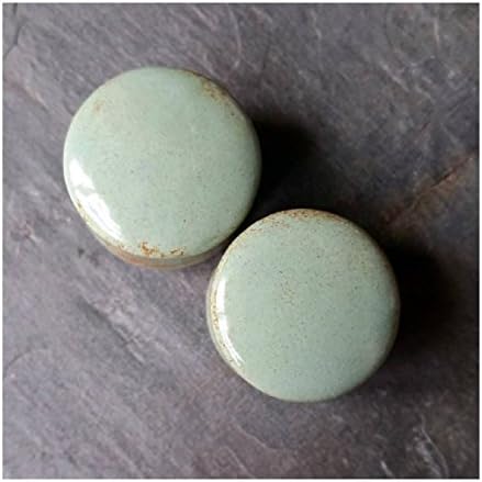 Pair - Seafoam Ocean Glass Blue/ Green Ceramic Ear Plugs Organic Handmade double-flared gauges Essential Oil Diffuser (14mm 9/16in)