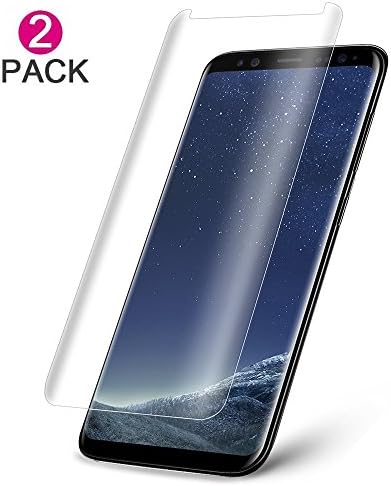 [2-Pack] Galaxy S8 Plus Tempered Glass Screen Protector , ANKOON [Case Friendly] [3D Curved ], 96% Half Coverage Version] HD Anti-Bubble Scratch Fingerprint Proof (Transparent)