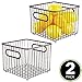 mDesign Metal Farmhouse Kitchen Pantry Food Storage Organizer Basket Bin - Wire Grid Design - for Cabinets, Cupboards, Shelves, Countertops - Holds Potatoes, Onions, Fruit - Square, 2 Pack - Bronze