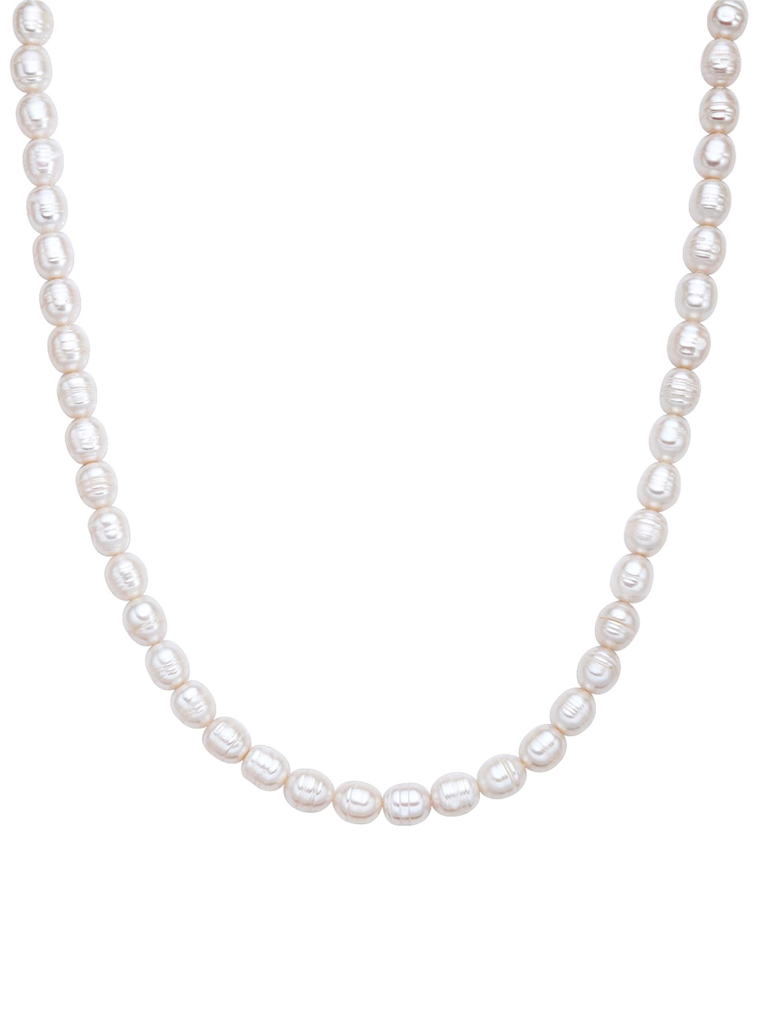 Valero Pearls Female 925/- Sterling Silver Fresh Water Cultured Pearls approx. 8,0-9,0 mm Pearl Chain
