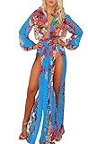 LKOUS Women's Long Sleeve High Split Maxi Beach Dress Bikini Swimsuit Cover Up ¡­
