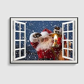 Framed Canvas Home Artwork Decoration Merry Christmas Canvas Wall Art for Living Room, Bedroom - 16x24 inches
