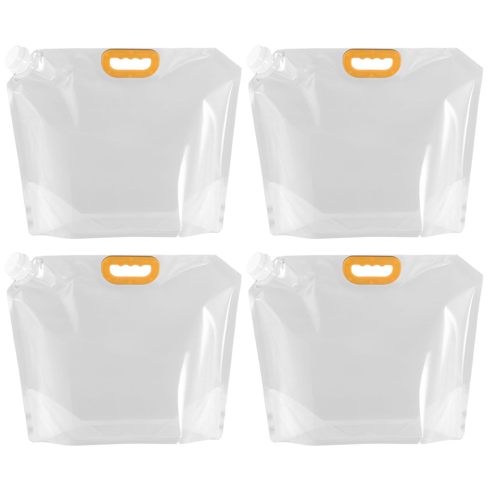 PATIKIL 2.6 Gallon Collapsible Water Container Bag, 4 Pack Plastic Storage Jug Folding Water Bag for Camping, Hiking, Emergency Water Storage, Clear