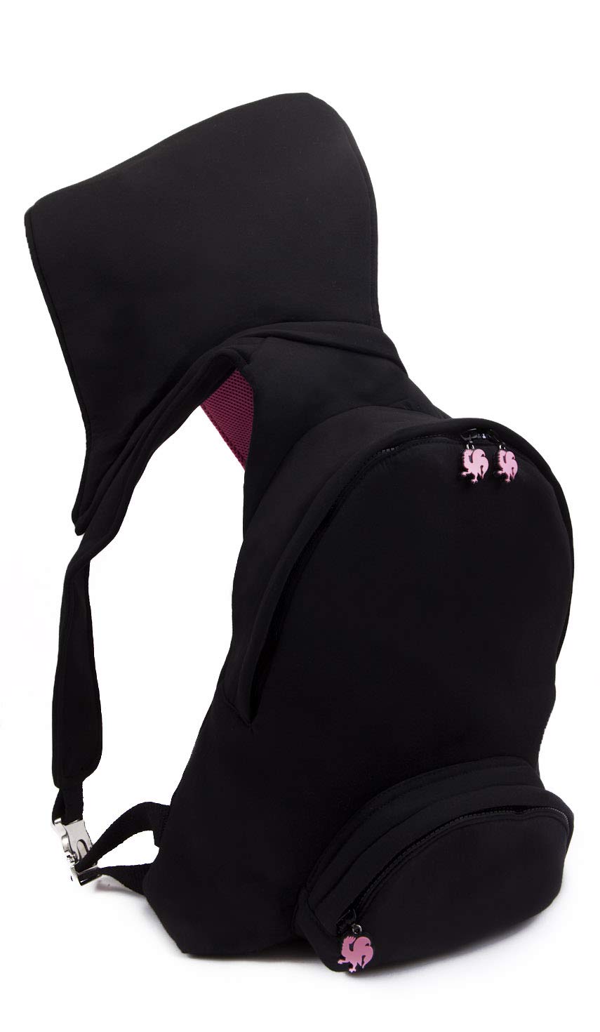 Morikukko Unisex-Adult Hooded Backpack Black Neon Orange Backpack Black (Black Neon Orange)