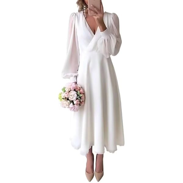 white christmas dresses Smitten Sweetheart Neckline Chiffon Midi Dress White main image 1