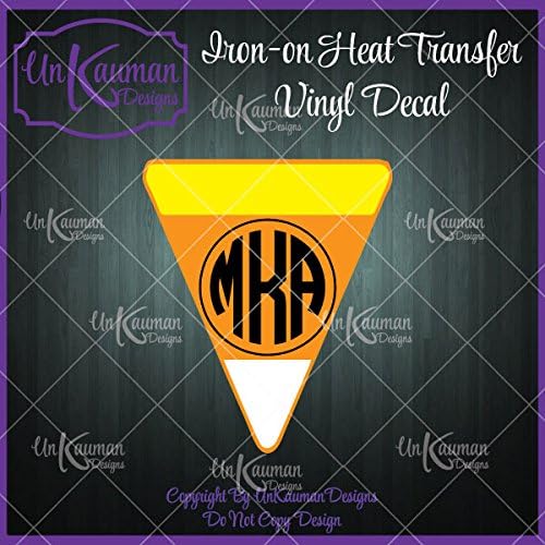 DIY...Iron On Heat Transfer Vinyl Monogram Candy Corn Decal