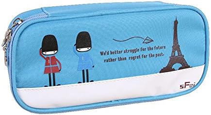 Tobway Cartoon Cute Oxford Large Capacity Pencil Bag Case,Pencil-Box Storage Organizer (Blue)