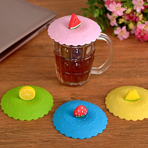 Tea Cup Cover Silicone,Plastic water Paper Cup Cover for Tea Cup ,Silicone Drink Cup Lids ,Hot Cup Lids(Set of 4)