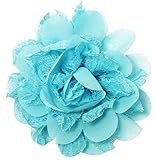 Wholesale Princess Chiffon Fabric and Lace Flower Hair Clip-Turquoise