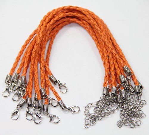 Orange 10pcs Man-made Twist Leather Cord Braid Rope Bracelet Bangle Jewelry Making DIY