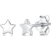 3 Pairs 925 Sterling Silver Star Stud Earrings for Women,Tiny Simple Geometric Stud Earrings Set Small Hypoallergenic Cartilage Tragus Ear Jewellery for Men (3/4/5mm)