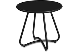 YIYAN Outdoor Side Tables, Resistant Steel Patio Side Table,Small Round End Table for Patio Balcony Porch Garden (Black)