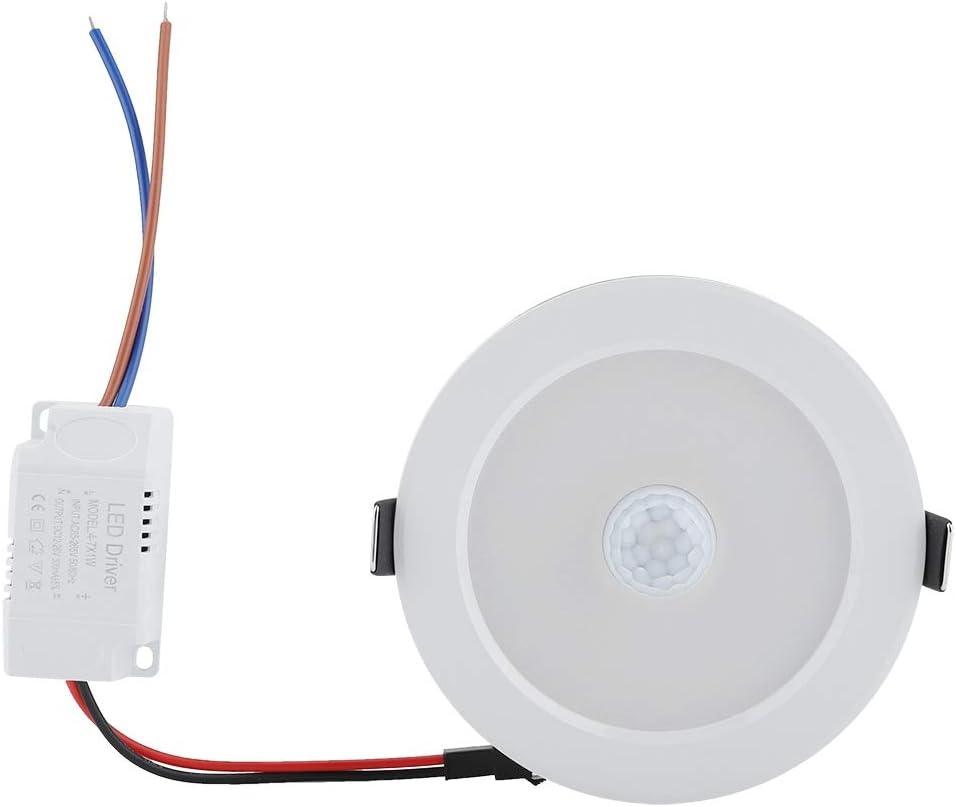 Human Body Induction Recessed Ceiling Light,White Round LED Infrared Sensor Panel Light for Hallway (2#)
