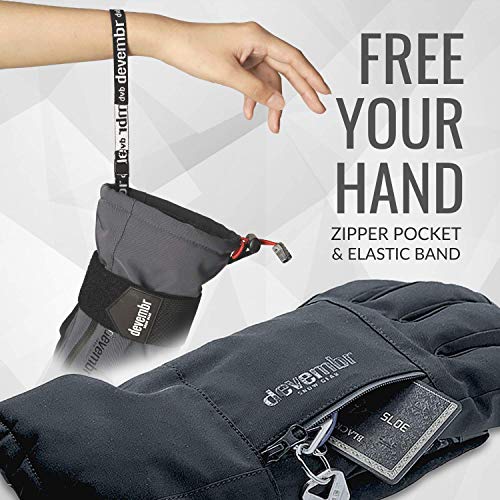 Ski Gloves Men&Women,devembr Snowboard Gloves 3M Thinsulate Insulation(Gray,M) - Thumbnail 5