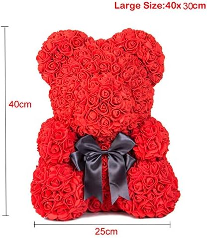 Easy Love Artificial Flowers Rose Bear Girlfriend Anniversary Christmas Birthday Present for Wedding Party Decoration,Large red