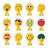 Toothbrush Holder with Wall Mounted, Antibacterial Emoji Toothbrush Holder Suction Cup for Mirror/Shower, 12 Sets Cute Decorative Bathroom Toiletries Accessories Organizers & Office Cable Holder
