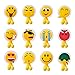 Toothbrush Holder with Wall Mounted, Antibacterial Emoji Toothbrush Holder Suction Cup for Mirror/Shower, 12 Sets Cute Decorative Bathroom Toiletries Accessories Organizers & Office Cable Holder