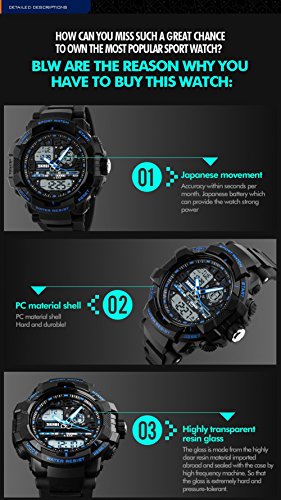 Gosasa Students Sport Watch Men Electronic Digital Analog Watch Waterproof Wristwatches