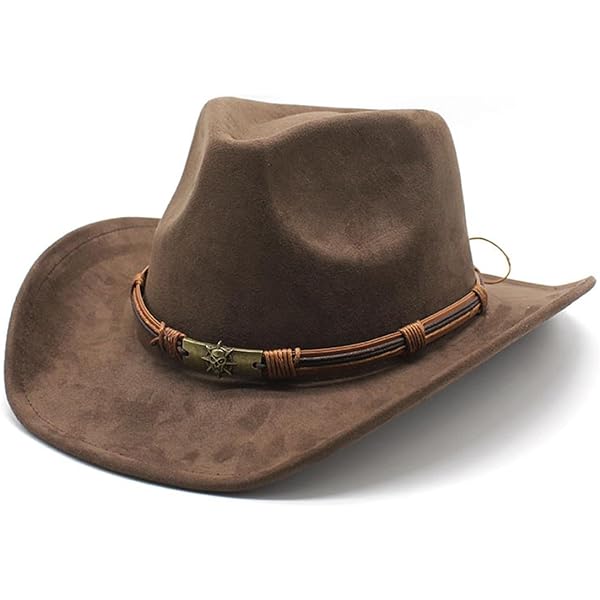 Cowboy Hat for Women Men with Band Wide Brim Suede Cowboy  display picture 3