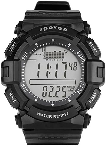 SPOVAN Men's Digital Sports Watch Outdoor Wristwatch Waterproof, Fishing Remind/Weather Forecast/LED Backlight/Stopwatch SPV706