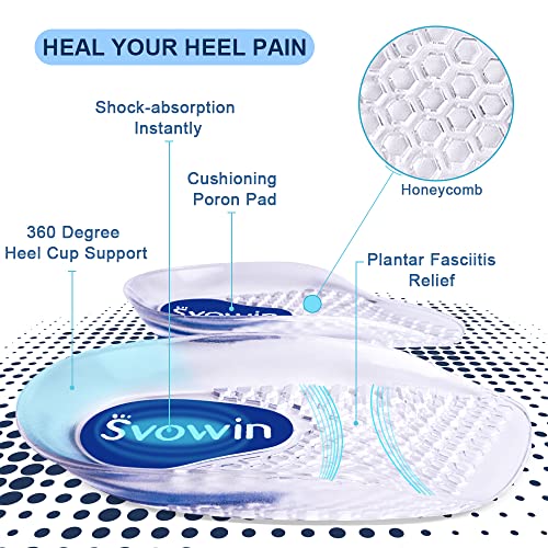 Svowin Plantar Fasciitis Insoles, Fast Relief Orthotic Heel Inserts for Heel Pain and Heel Spurs, Heel Cups for Women Men (Large)