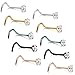 Jstyle 20G 10 Pcs Stainless Steel Nose Rings Studs Screw Piercing Body Jewelry 1.5mm