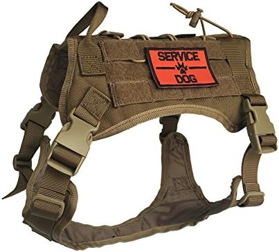 AegisTac Tactical Military Service Adjustable Harness Dog Vest Training Molle Nylon Outdoor Adventure Hiking Hunting Pet Vest Packs Coat with Handle (L, Coyote Brown)