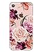 hepix iPhone 7 Floral Case Flowers iPhone 8 Case for Girls Women, Soft Flexible Clear TPU with Protective Bumpers Pink Purple Roses Phone Back Cover