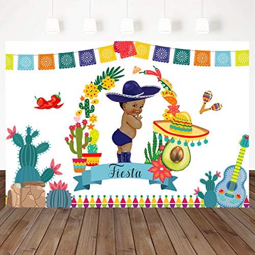Mehofoto Mexican Fiesta Baby Shower Backdrop Fiesta Boy Baby Shower Party Decoration 7x5ft Vinyl Cactus Fiesta Señor Baby Shower Banner Photography Background