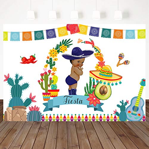 Mehofoto Mexican Fiesta Baby Shower Backdrop Fiesta Boy Baby Shower Party Decoration 7x5ft Vinyl Cactus Fiesta Señor Baby Shower Banner Photography Background