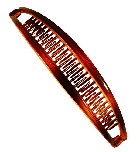 Parcelona French X-Long 6.5 Inches Celluloid Tortoise Shell Ponytail Holder Large Banana Hair Clip