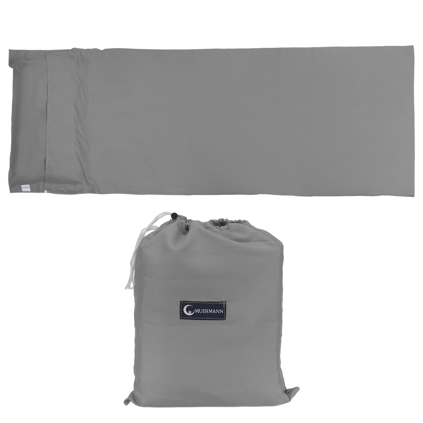 PATIKIL 47x82 Inch Sleeping Bag Liner, Soft Lightweight Travel Camping Sheet Sleep Sack Compact Sleep Bag with Carry Bag for Adults Camping Travel Hotel, Light Gray