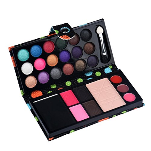 Single baked Palette Matte and Shimmer professional eyeshadow+ makeup brush Cosmetics set, 26 Colors Eye Shadow Makeup Palette Cosmetic Eyeshadow Blush Lip Gloss Powder Cosmetic Bag (Black)