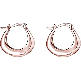 Reffeer 925 Sterling Silver Chunky Hoop Earrings for Women Teens Thick Hoop Earrings Minimalist Huggie Earrings Hypoallergenic