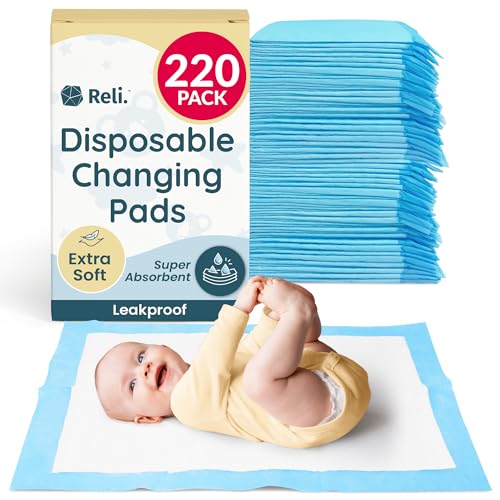 Reli. Disposable Changing Pads for Baby (220 Pack) | Disposable Diaper Changing Pads, 13