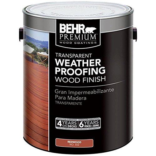 BEHR 1 Gal. Redwood Premium Transparent Deck, Fence & Siding Weatherproofing Wood Finish