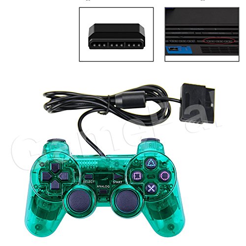 PlayStation 2 Controller, GamePal Double Shock Gamepad for Sony PS2, Wired (Green)