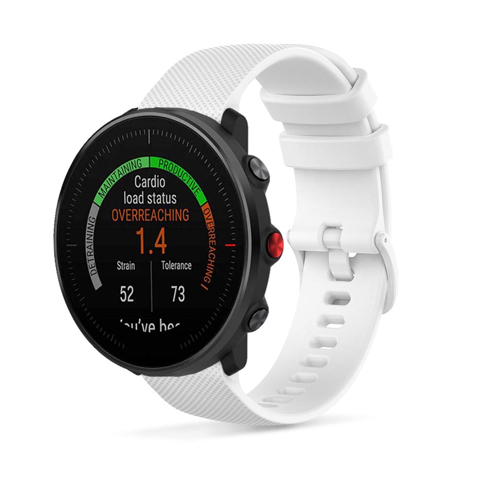 SeaFicco Silicone Watch Strap Compatible with Polar Vantage M/Polar Grit X, Universal 22mm Quick Release Watch Band Replacement Sports Wristband Fitness Rubber Watchband (White)
