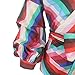 AOMEI Women Spring Summer Blouses with Puff Sleeve Sashes Shirts Peplum Tops Rainbow Stripe Size XL