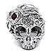 EVBEA Skull Rings for Women Cool Big Statement Gothic Jewelry with Ruby Flower