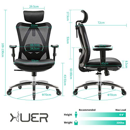 XUER Ergonomic Office Chair, Mesh Computer Desk Chair with Adjustable