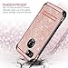 BENTOBEN Google Pixel 3 Case, Kickstand Design Slim 2 in 1 Heavy Duty Shockproof Hybrid Soft TPU Bumper Hard PC Cover with Bling Sparkly Glitter PU Faux Leather Protective Phone Cover, Rose Gold