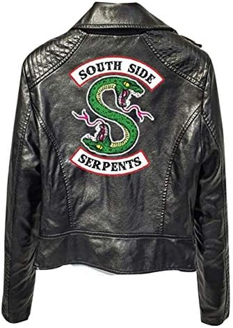 Womens Teen Girl Riverdale Jacket Southside Serpents Ladies Leather Jacket Black Casual Long Sleeve Biker Cool Leather Jacket Sweatshirt Sweater Pullover