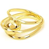 Fashion Ball Ring Unique Style for Women Gold-Tone Plated Hypoallergenic Stylish Personalized Band Wrap Finger Rings Comfort Fit Middle Thumb Finger Boho Geometric Statement Jewelry Size 8