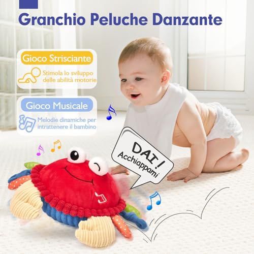 hahaland Baby Toys 6 Months Interactive Crab – Musical Plush Toy Catching Toys for Children 1 Year – Newborn Gift for 6 9 12 Months