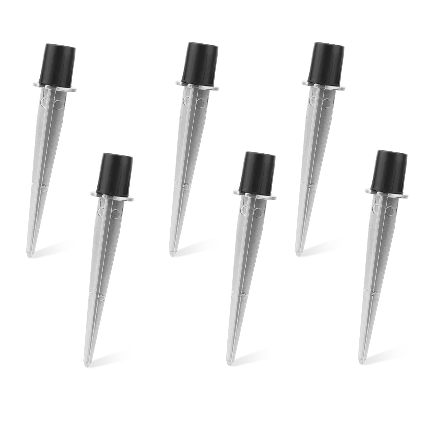 6pcs Solar Light Replacement Stakes, 5.31x0.83in Aluminum Alloy Solar Torch Light Parts Silver Metal Replacement Stakes Lights Spike Replace for Lamps Landscape Garden Yard
