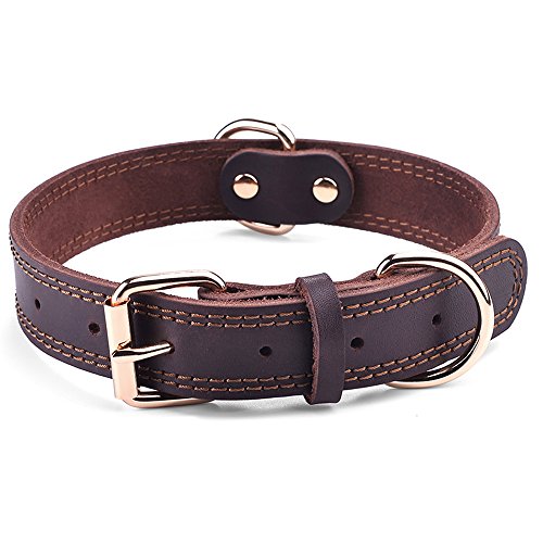 DAIHAQIKO Genuine Leather Dog Collar