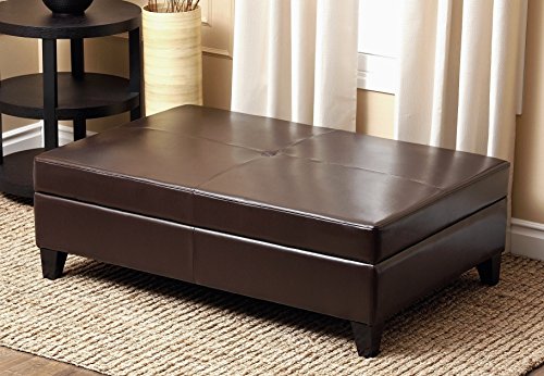 Abbyson Living Frankfurt Leather Storage Flip-Top Ottoman