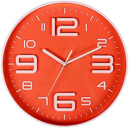 Big 3D Number 12 IN Wall Clock Quiet Sweep Movement Decorative Wall Clocks for Living Room Orange by SonYo