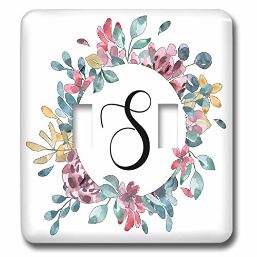 3dRose lsp_274057_2 Pretty Watercolor Floral Circle Frame with a Monogram Initi…